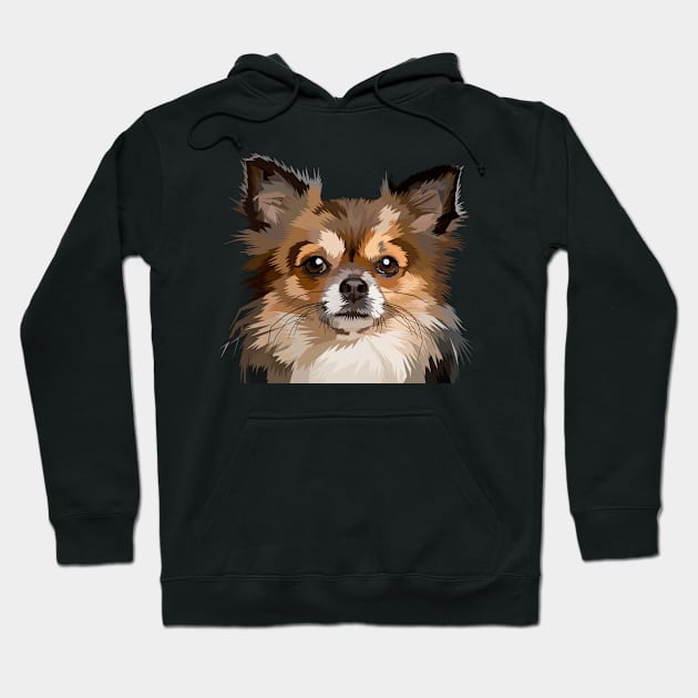 Longhaired Chihuahua Low Poly Art Hoodie by doglovershirts